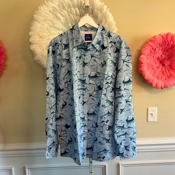 NWT Guy HarveyPowder Blue Fishing Shirt Size L - Picture 1 of 5